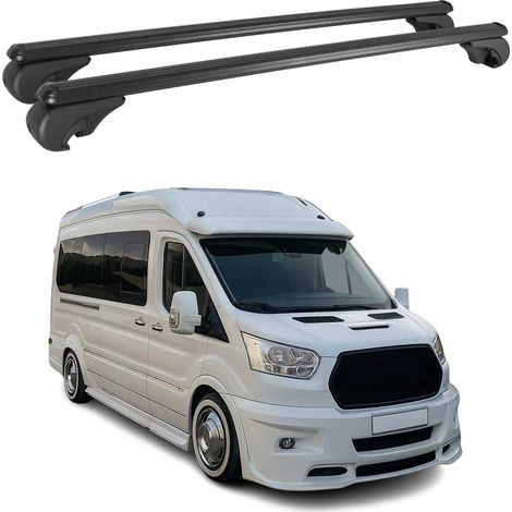 OMAC Aluminium Dachträger Querträger für Ford Transit 2015-2026 – TÜV / DIN 75302:2019 – Abschließbar – Max. 75 kg – 2 Stangen Schwarz (1/5)