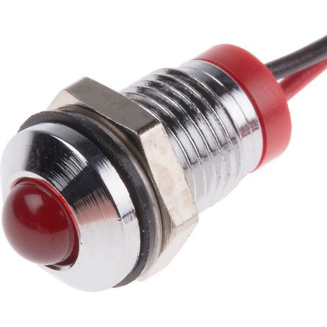Voyant LED lumineux Rouge RS PRO, dia. 8mm, 2V c.c., IP67 ( Prix pour 1 )