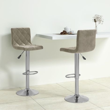 Barhocker 2 Stk. Hellgrau Samt