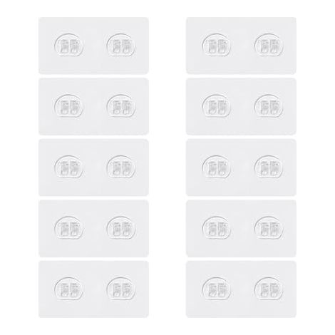 10 Crochets Adhesifs Muraux Transparent Support Etagere Douche Sans Percage Fixation puissante, resistant humidite, charge lourde, s (1/4)