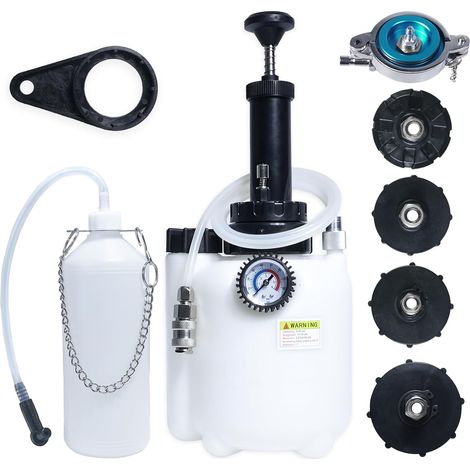 3L Kit de Purgeur de Freins Manuel avec Bouteille de Purge de 1L et 5 Adaptateurs de Maître-Cylindre, Pompe à Vide Universelle pour Liquide de Frein pour la Majorité des Véhicules (1/5)