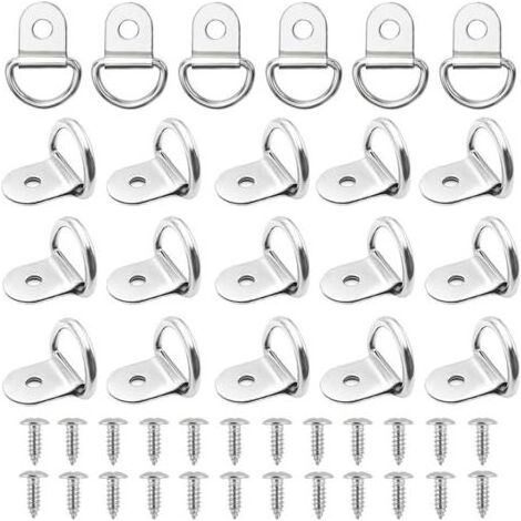 20 Pièces Anneaux d'Arrimage en D Anneau Arrimage INOX 304 Anneau Arrimage Remorque Anneau Ancrag Anneau Crochet de Montage d'arrimage Anneaux d'arrimage Pliables avec 20 Pièces Vis (1/5)