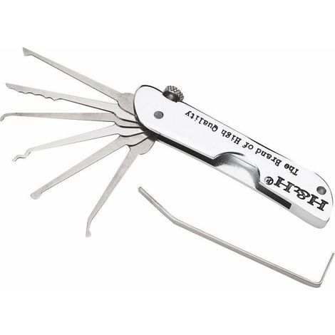 Clé pour cylindre et serrure,Ensemble De Crochetage De Serrure Pliable 7 En 1 Ensemble De Crochets De Verrouillage En Acier Inoxydable Avec Cle Kit 10.51.33.7 CM (1/4)