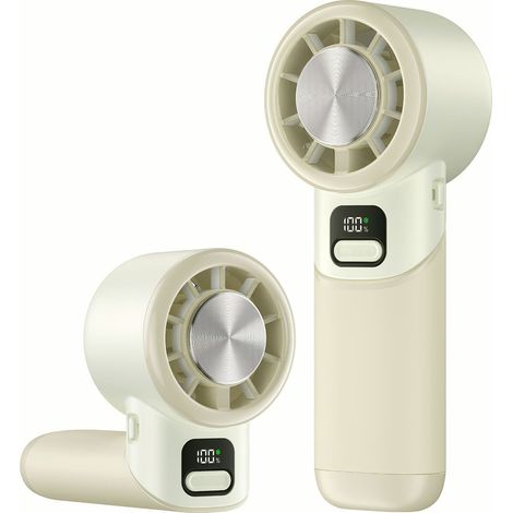 Mini-Ventilateur Turbo - Portabilité personnelle - Ice Cooler 5 vitesses écran LED - Voyage trajet plein air - Blanc cassé (1/5)