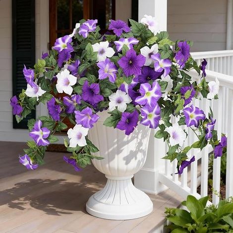 Lot de 2 fleurs artificielles d'extérieur – Fleurs artificielles – Fleurs en soie résistantes aux UV – Idéales pour les pots de fleurs, les rebords de fenêtres, les balcons, les terrasses et les véran (1/5)