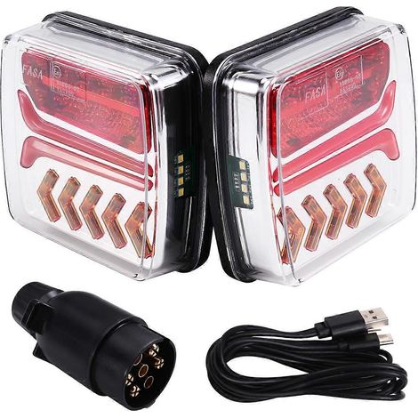 1 feu arrière magnétique sans fil à LED 12V/24V pour remorque, feu de signalisation, feu de freinage, camping-car ou camion (1/5)