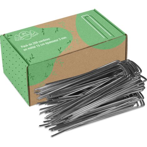 Skylantern – Lot de 200 agrafes en acier galvanisé pour toile de paillage – 15 cm de hauteur – 2,5 cm de largeur – Fixation robuste pour jardinage