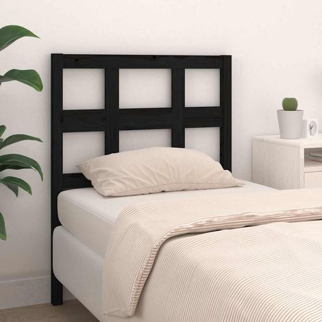 vidaXL Cabecero de cama madera maciza de pino negro 95,5x4x100 cm (1/5)