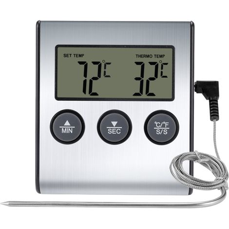 Thermomètre numérique LED avec sonde, thermomètre numérique, thermomètre alimentaire avec fonction minuterie, thermomètre de cuisson et de grill pour barbecue, four, 【-AquaForge (1/5)