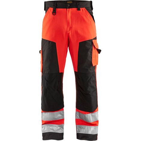 Pantaloni da lavoro ad alta visibilità 1566 - Rosso fluorescente/Nero XL - FR(50) - SE(C56) - Standard (1/3)