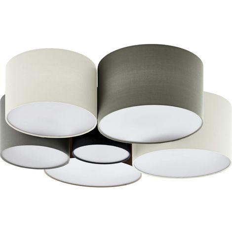 Luminaire plafonnier Pastore, lustre en textile avec 6 abat-jour (1/5)