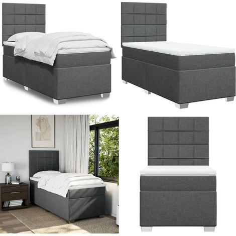 Boxspringbett mit Matratze Dunkelgrau 90x190 cm Stoff - Boxspringbett - Doppelbett - Bettenrahmen - Matratze - Nachttisch - Home & Living (1/5)