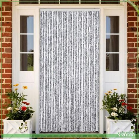 377376 Rideau anti-mouches blanc et gris 100x230 cm chenille (1/5)