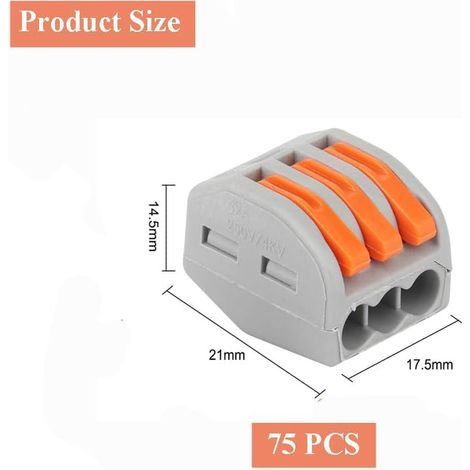 Connecteurs de fil compacts 75 pièces, blocs de connecteurs électriques, connecteur electrique, 75 pièces 3 ports (1/4)
