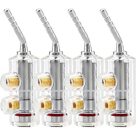Bornes de haut-parleur B552R 2 mm compatibles avec fiches bananes, broches plaquées rhodium, adaptateur de câble à verrouillage par vis AHWHBYV (1/4)