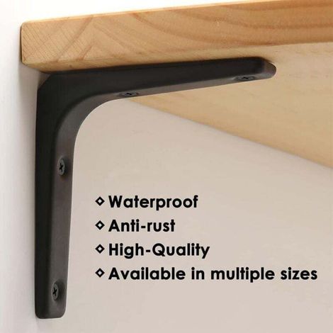 Schwarze Metall-Befestigungswinkel 100 mm – Robuste Regalträger – 4er-Pack inklusive Schrauben und Dübeln – Für Küche und Wohnzimmer – 100 mm x 100 mm (1/5)