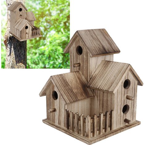 Nichoir en Bois pour Jardin - Petite Maison d'Oiseaux Extérieure, Décoration et Abri pour Oiseaux de Compagnie