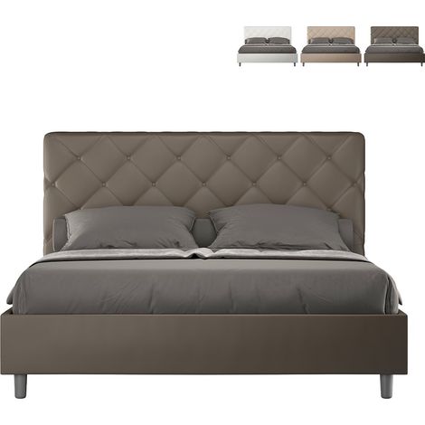 Letto matrimoniale con rete imbottito 160x190 similpelle cappuccino Priya (1/5)