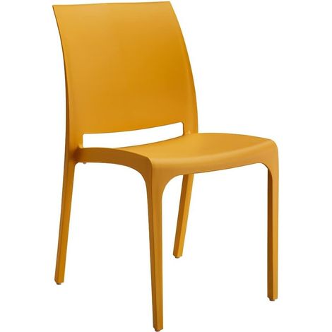 GLOUPIE Sedia Volga In Polipropilene Senape,54x46x81Cm,Peso 3,5Kg,Per Interno/Esterno,Made In Italy,Sedie Impilabili (1/4)