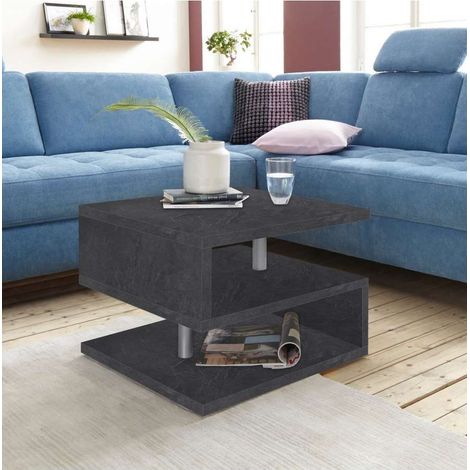 Tavolino da caffè salotto moderno elegante 2 ripiani Zeta 55 - Antracite (1/5)
