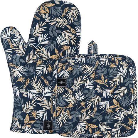 Lot de 2 Gants de Cuisine résistants à la Chaleur avec Rayures en Silicone antidérapant pour la Cuisine et la pâtisserie (1/4)