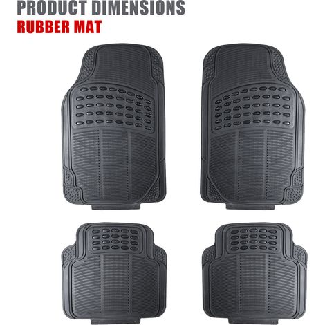 Tapis de pied de voiture universelle, ensemble de 4 pièces (2 avant et 2 arrière), tapis de pied antidérapant, matériau en caoutchouc PVC souple, peut être coupé et facile à nettoyer. (1/5)