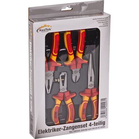 Kestek Elektriker Zangenset Zangensatz 4-teilig Griffe isoliert max. 1000 Volt (1/5)