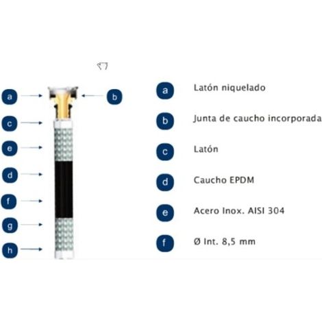 Latiguillo sanit hh 1/2-1/2"-100cm 20b 110º aenor in. filnox