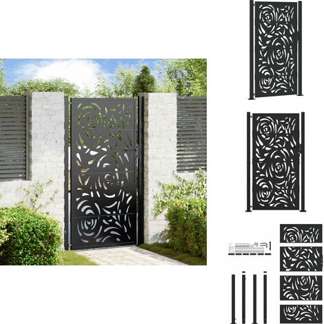 Portail de jardin noir 105x180 cm acier conception de flamme - Porte De Jardin - Portes De Jardin - Porte De Clôture - Porte De Sécurité (1/5)
