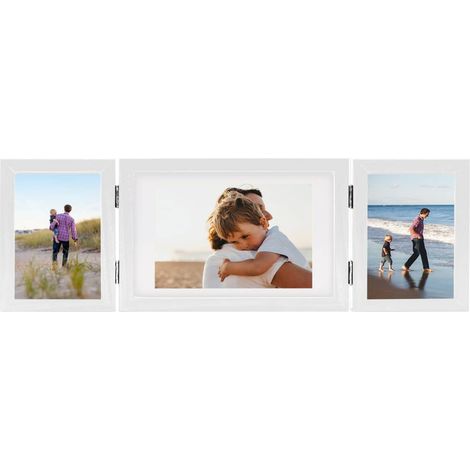 Cadre photo dépliable Blanc 28x18 cm+2x(13x18 cm)