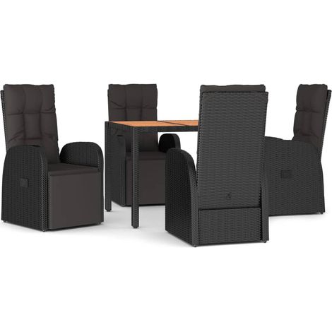 Maison Exclusive - 5-tlg. Garten-Essgruppe Schwarz Poly Rattan &