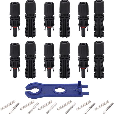 Kit 12 connecteurs solaires photovoltaïques IP67 broches cuivre étamées mâle femelle pour industrie 1500V 45A (1/5)