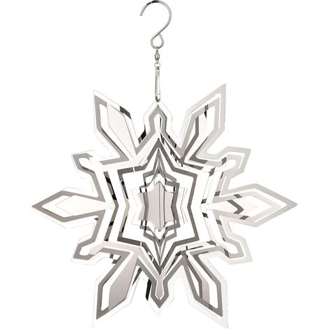 Wind Spinner - Stainless Steel Snowflake - Outdoor Garden Decoration - Rotating Mirror Finish - 1 Piece (1/4)