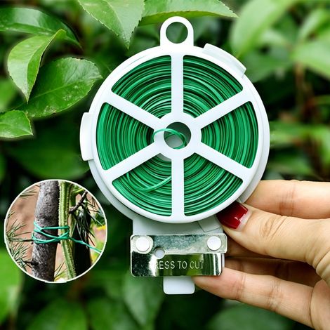 Fuleadture Attaches de jardin de 50 mètres (fil gainé de plastique) — Liens en fil de fer, corde de fixation pour rosiers grimpants et plantes volubiles, colliers de serrage : l'outil ultime pour atta
