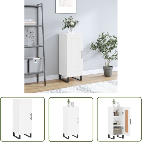 The Living Store Buffet blanc 34,5x34x90 cm bois d'ingénierie - Buffet - Meuble De Rangement - Armoire - Commode - Mobilier (1/5)