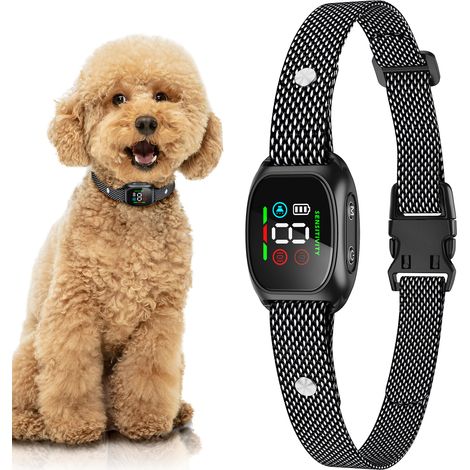 Collier anti-aboiement avec écran LCD, collier anti-aboiement intelligent rechargeable, modes réglables, noir. (1/5)