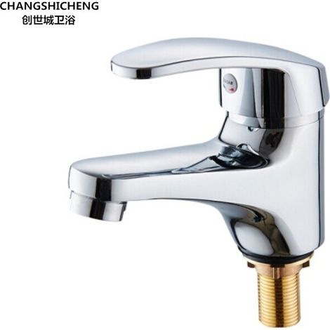 Brass single-hole basin faucet with single cold water for bathroom vanity sink, washbasin, handwashing basin, and faucet – a touch of luxury in brass style.