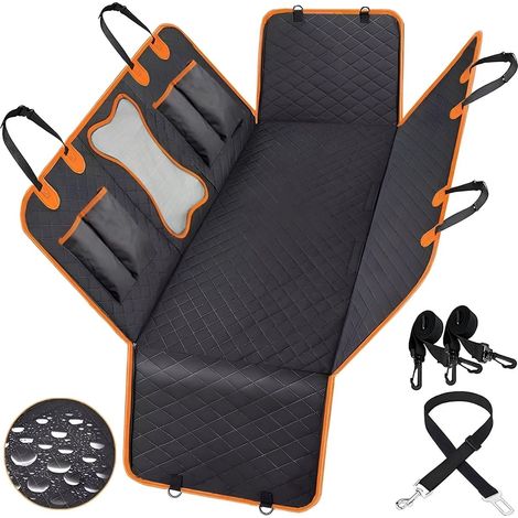 Hunde-Autositzbezug für die Rückbank – Wasserdicht & Kratzfest – Universelle Hunde-Autodecke mit Netzfenster – Rutschfest – Inkl. Gurte – 137 x 150 cm (1/5)