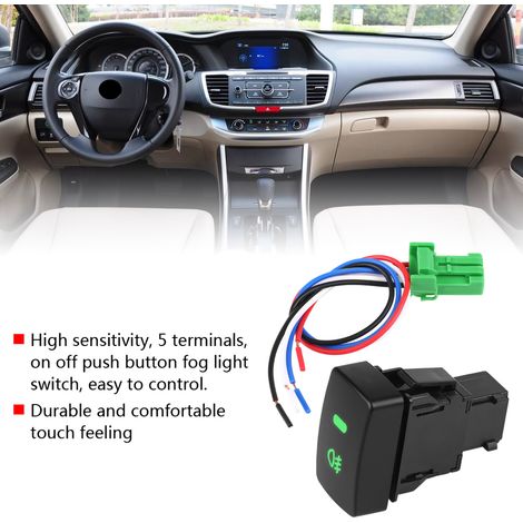 Interrupteur bouton-poussoir 5 broches noir plastique pour feux antibrouillard Civic Accord CRV (1/5)