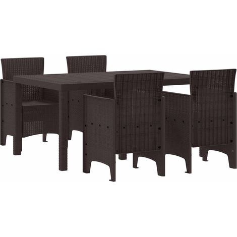 Garten Essgruppe 5 pcs Braun Polt Rattan (1/4)