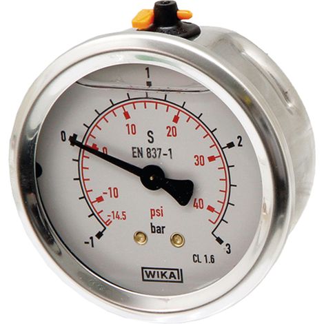 Manomètre à glycérine fi 63 0 → + 10 bar 1/4" arrière en laiton