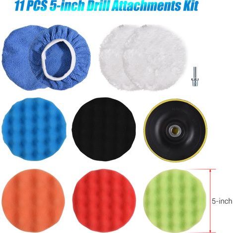Tampons de Polissage, Kit de Polissage pour Perceuse, Kit de Polissage pour Voiture, Kit de Tampons de Polissage pour Polisseuse Tampon, Polissage, Polissage de Voiture, (1/5)