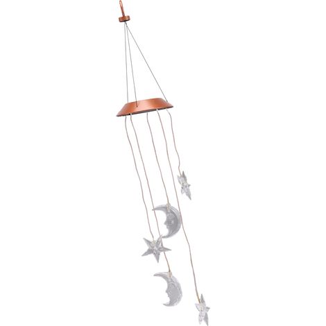 Carillon solaire à LED étoiles et lune à couleurs changeantes pour la décoration de la maison, du patio et du jardin. (1/5)
