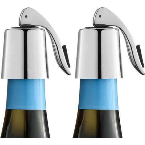 Tappi per bottiglie di vino in acciaio inox con manicotti in silicone, ermetici, preservano la freschezza del vino, confezione da 2 (1/3)