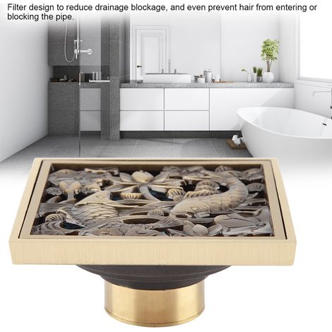 Siphon de sol ancien en cuivre de style européen, étanche aux insectes et aux odeurs, pour salle de bain d'hôtel. (1/5)