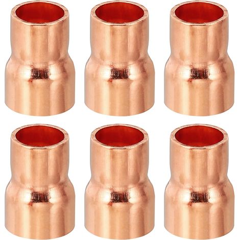 1/2" à 3/8" ID Réducteur de Cuivre, 6Pcs 99,9% Cuivre Pure Adaptateur de Connecteur de Tube de Raccord de Pression de Couplage Réducteur avec Connexion de Soudure à la Sueur (1/5)