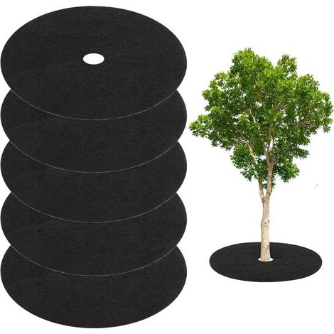 5er Pack Baum Mulch Ring 42cm / 16,5 Zoll Vlies Runde Baum Mulch Matte Schutz Garten Baum Pflanzen Abdeckmatte Kreis Unkraut Barriere für Unkrautbekämpfung Wurzelschutz (1/5)