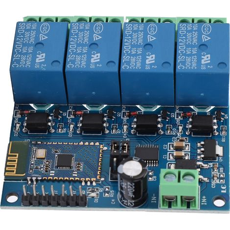 Module relais intelligent Bluetooth 4 canaux 12 V avec contrôle à distance via application mobile pour Android (1/5)