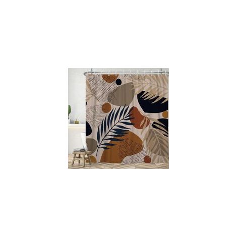 Cortina de ducha abstracta estilo bohemio de 180 cm, cortina de ducha geométrica de mediados de siglo, cortina de bañera impermeable y antimoho, cortina de baño lavable de tela de poliéster con 12 gan (1/4)