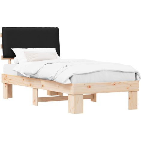 Bed Frame with Upholstered Headboard Black 90 x 200 cm vidaXL